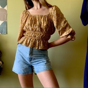 Nobody’s child floral prairie milkmaid off shoulder puff sleeve blouse 4